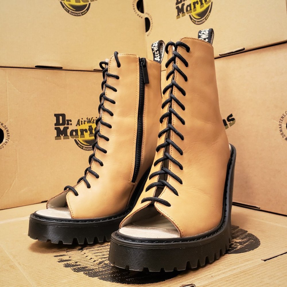 Dr. Martens Tan Carmelita Open Toe Boots